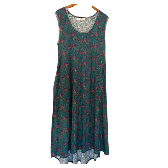 Natural Life The Hangout Tank Midi Dress Large Floral 100% Cotton Colorful Boho - Picture 10 of 10